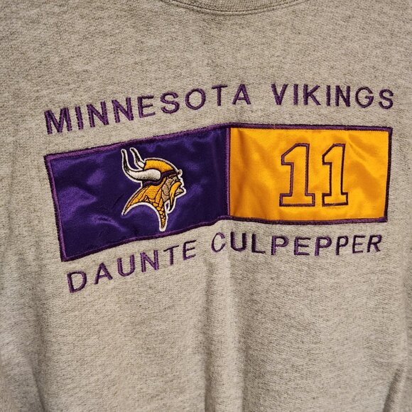 🟣 Vintage Minnesota Vikings Daunte Culpepper #11 Embroidered Sweatshirt 2XL 🏈 - Picture 4 of 6